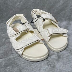 NWT Calia Quilted Sandals Size 8 White Gold Carrie Underwood Platform Strappy